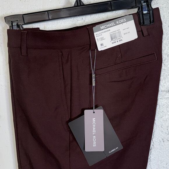 Michael Kors Men's Classic Fit Perform Fall Dress Pants blackberry 30x32 $95 - Picture 1 of 10